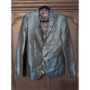 Kowaun Keenly Asian NWT Men's Pride Sports Coat, Blazer Jacket Iridescent Blue